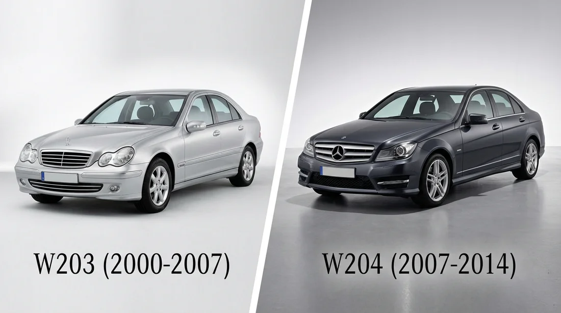 Identification visuelle Mercedes Classe C W203 vs W204