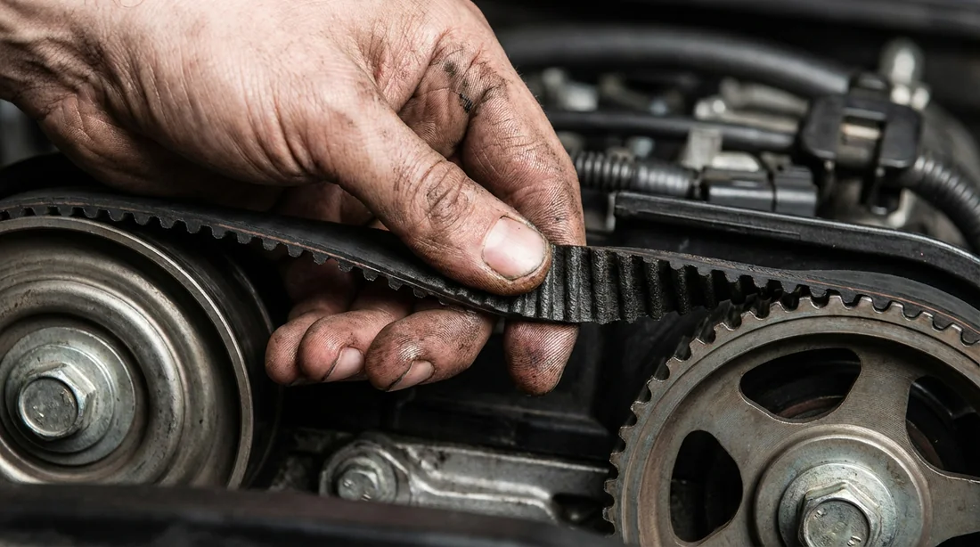 Contrôle manuel de la tension de la courroie par vrillage à 90 degrés.