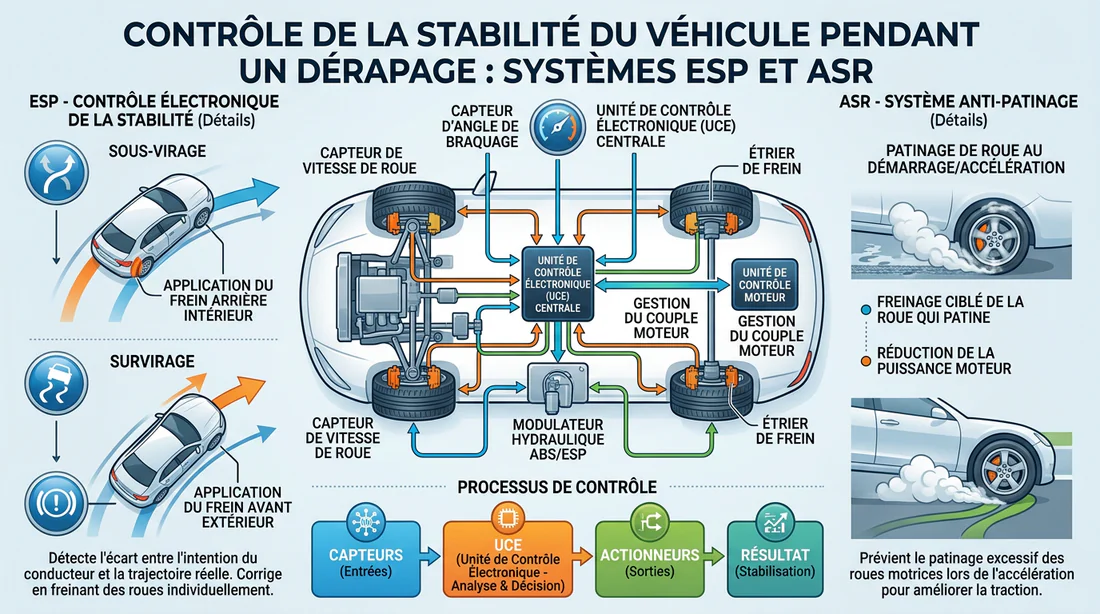 Scanner OBD2 branché pour diagnostiquer un défaut ESP/ASR