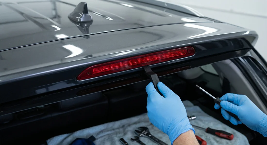 Remontage du bloc de feu stop après réparation du câblage.