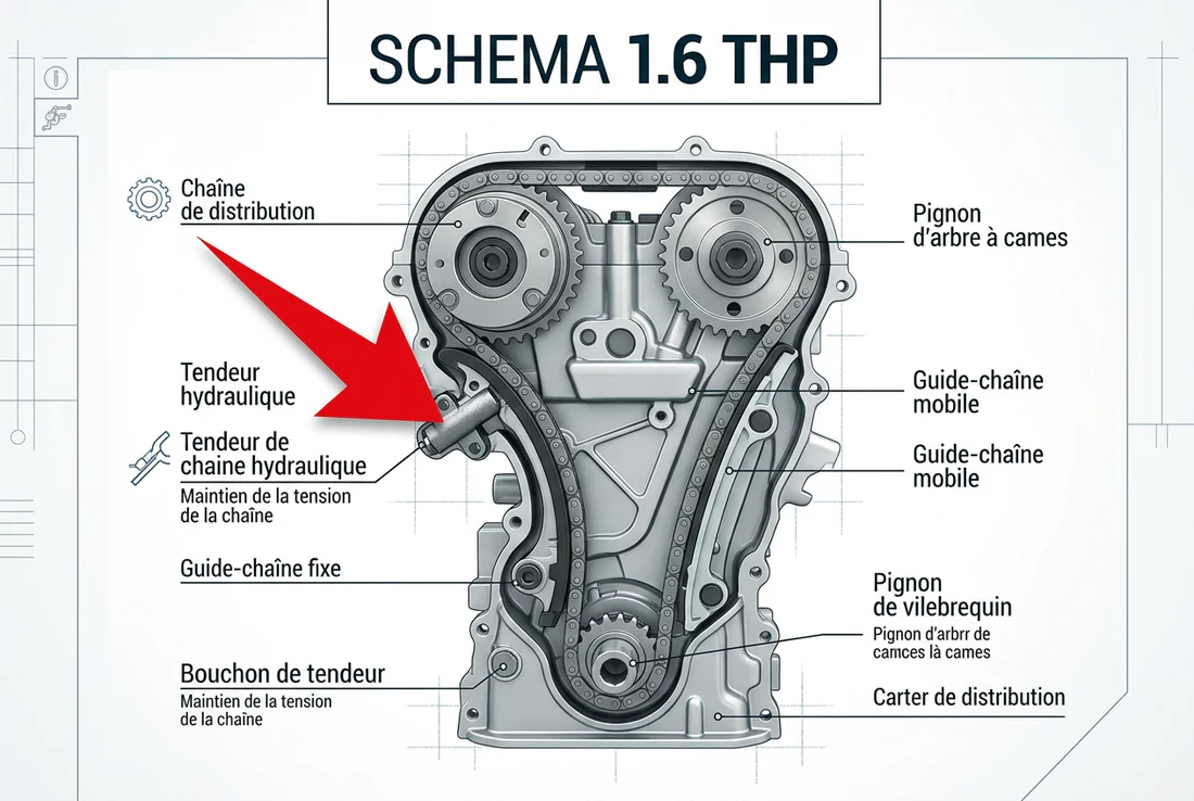 Comparaison d'une chaîne de distribution usée et allongée