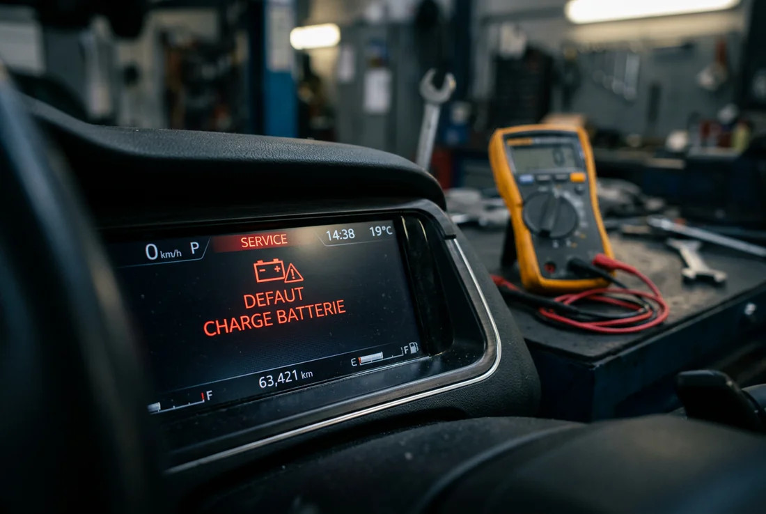 Mesure de la tension d'une batterie de voiture avec un multimètre