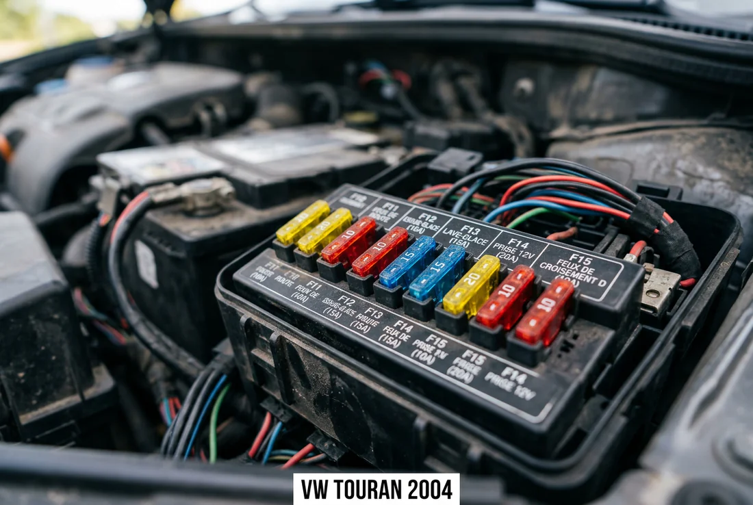 Accès aux fusibles du tableau de bord VW Touran.