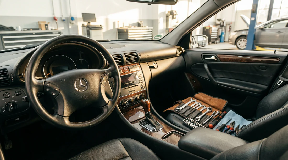 Retrait de la garniture en bois de la console centrale Mercedes
