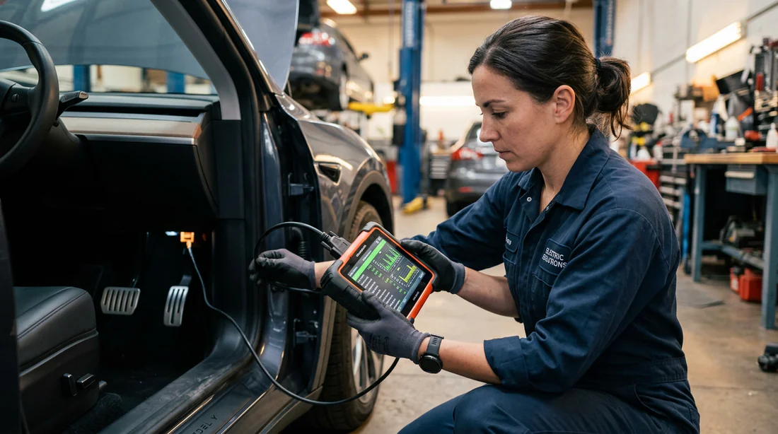Diagnostic électronique d'une voiture électrique par un mécanicien
