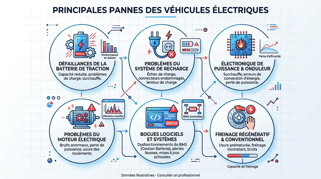 Infographie des pannes fréquentes sur véhicule électrique