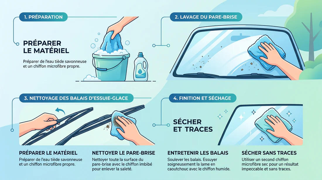 Schéma de nettoyage des balais d'essuie-glace