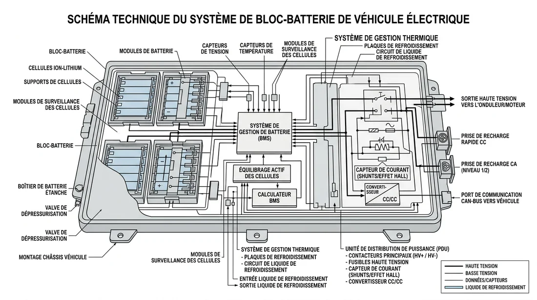 Schéma technique du système de batterie haute tension