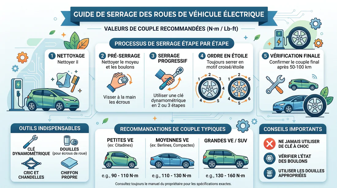 Infographie couple de serrage recommandé pour Tesla