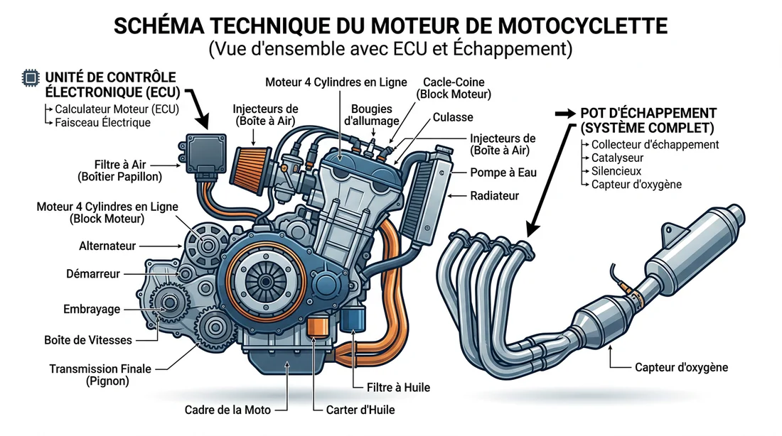 Schéma technique des composants moteur Hyosung Aquila 125