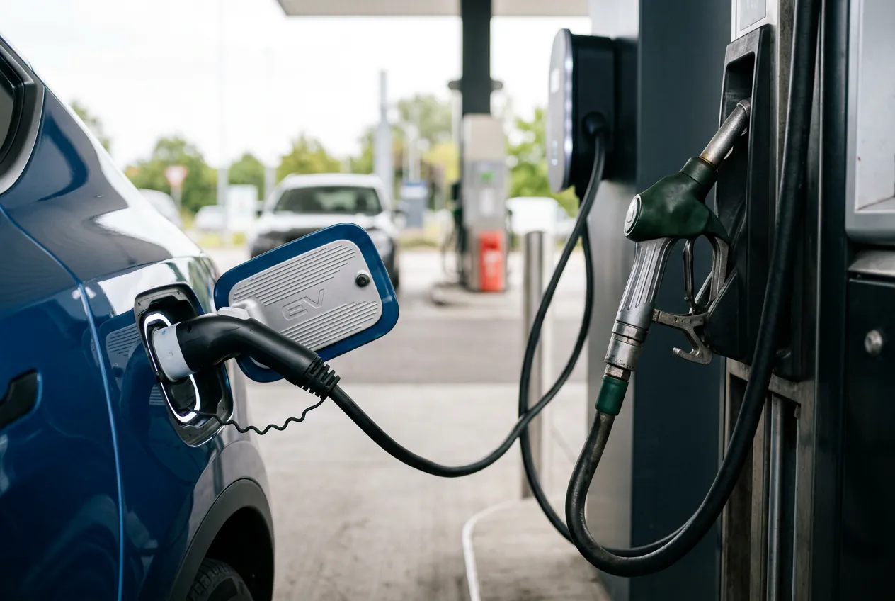 Comparaison entre une borne de recharge électrique et une pompe à diesel pour choisir sa motorisation.