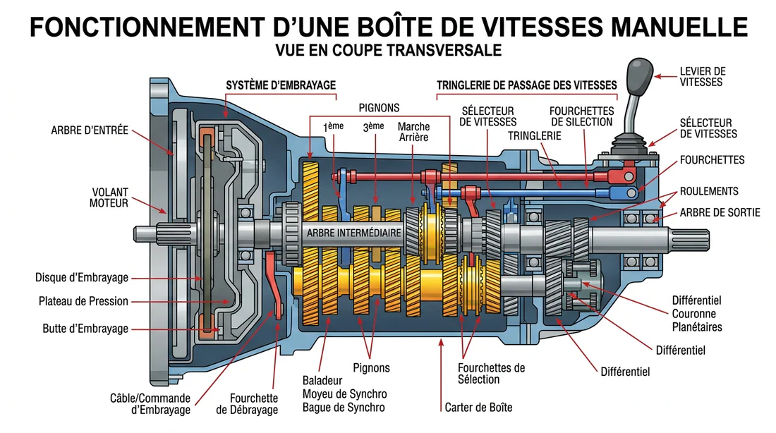 Schéma technique d'un système de transmission manuelle