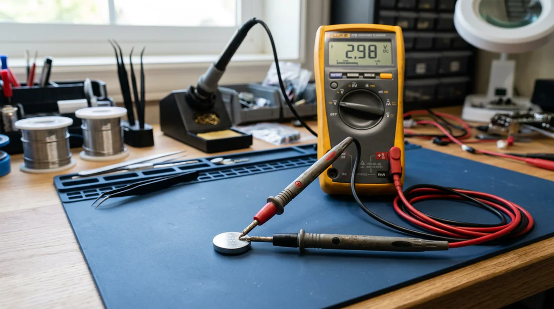Test de la tension de la pile avec un multimètre