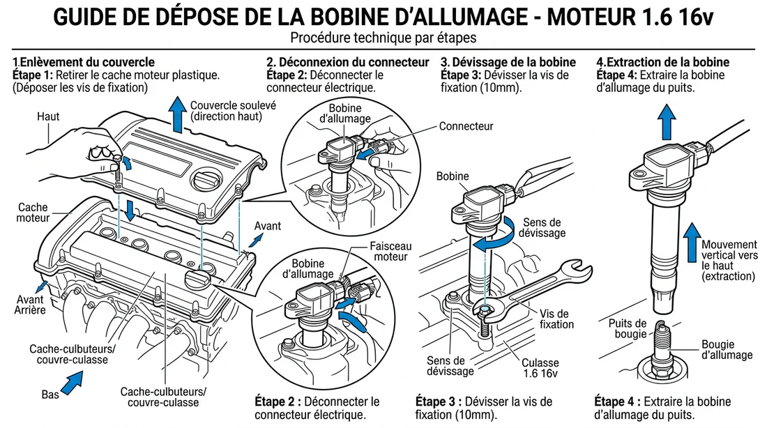 Schéma technique remplacement bobine Kangoo