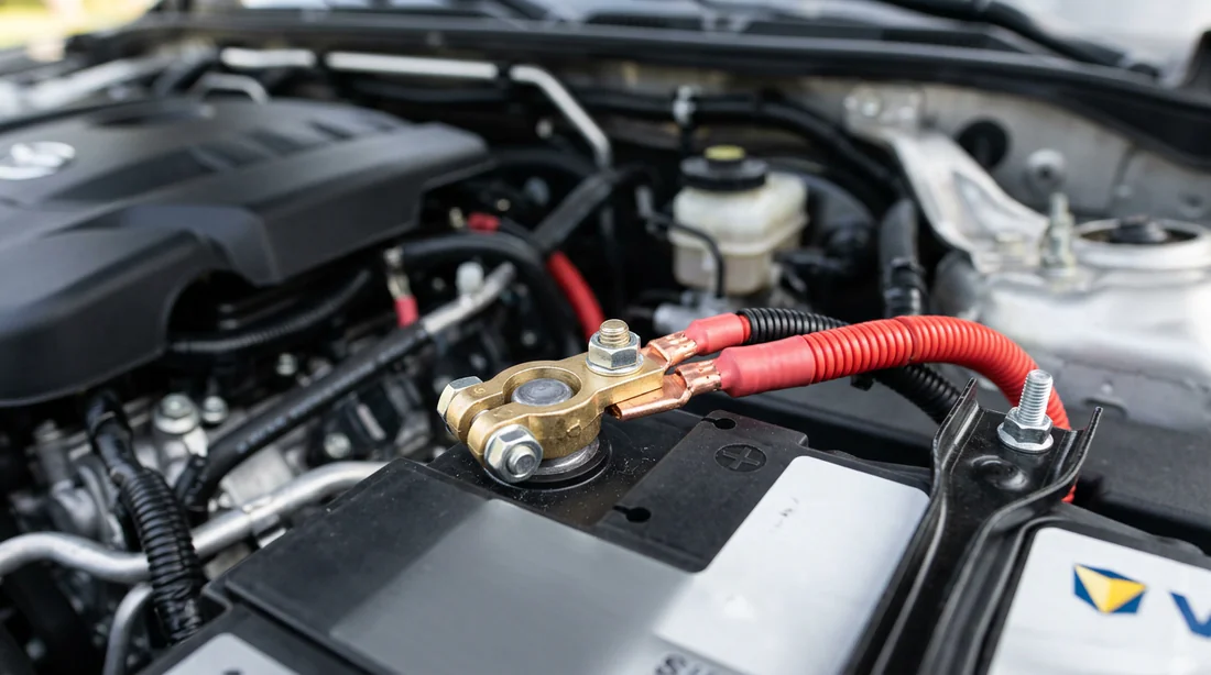 Connexion des câbles sur une borne de batterie AGM