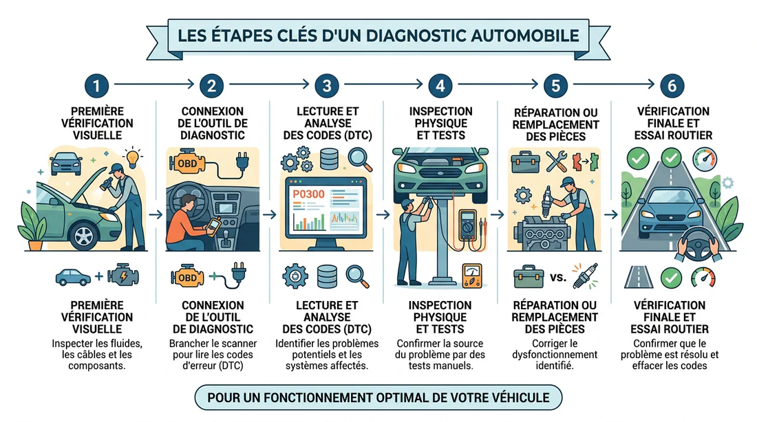 Schéma explicatif du diagnostic automobile