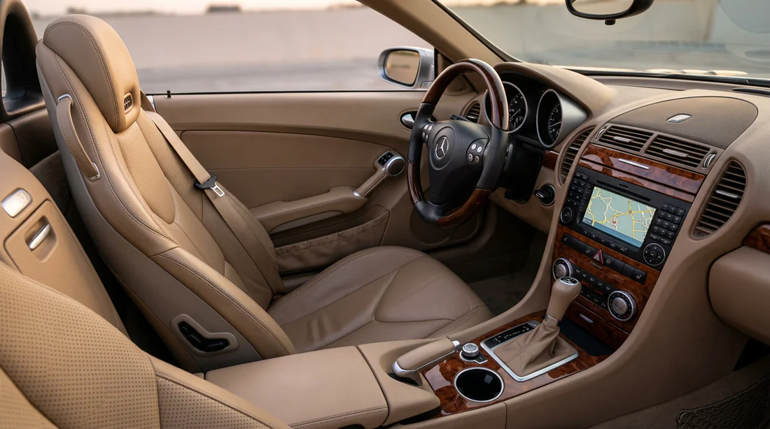Intérieur luxueux en cuir d'une Mercedes SLK R171