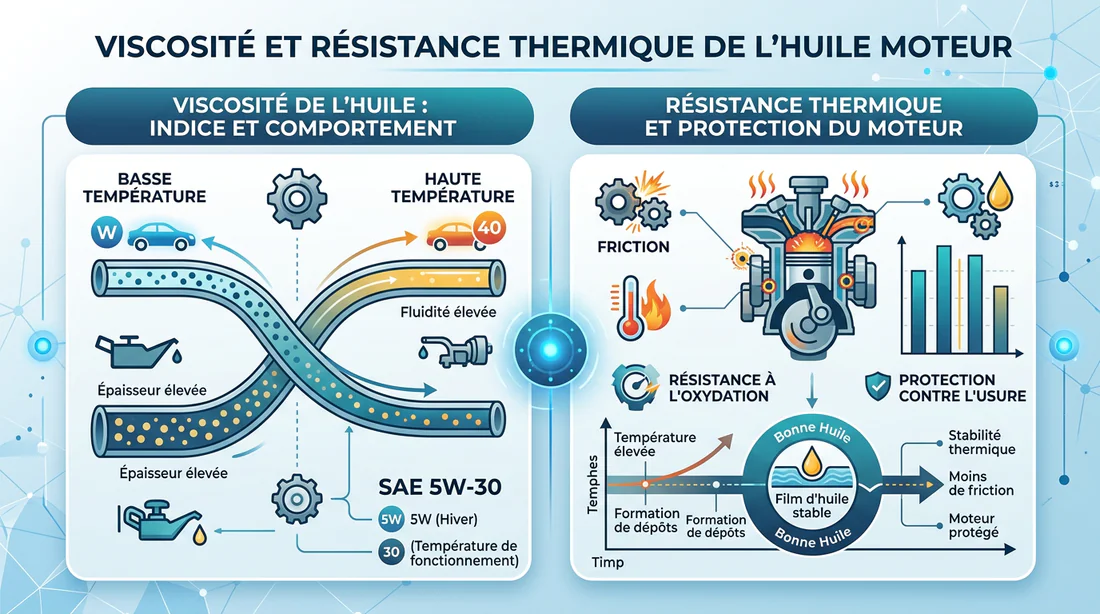 Schéma explicatif viscosité et résistance thermique huile
