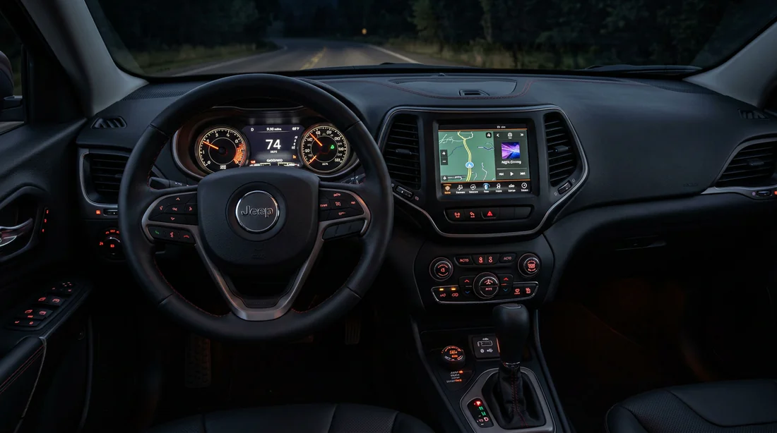 Tableau de bord et écran multimédia du Jeep Cherokee KL