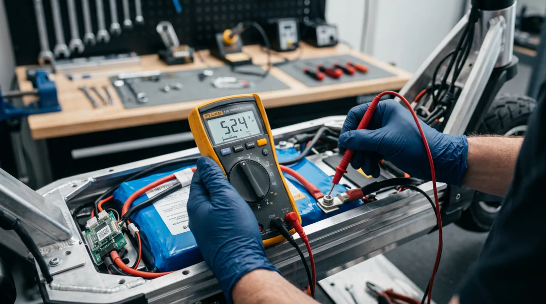 Mesure du voltage de batterie de trottinette électrique avec un multimètre