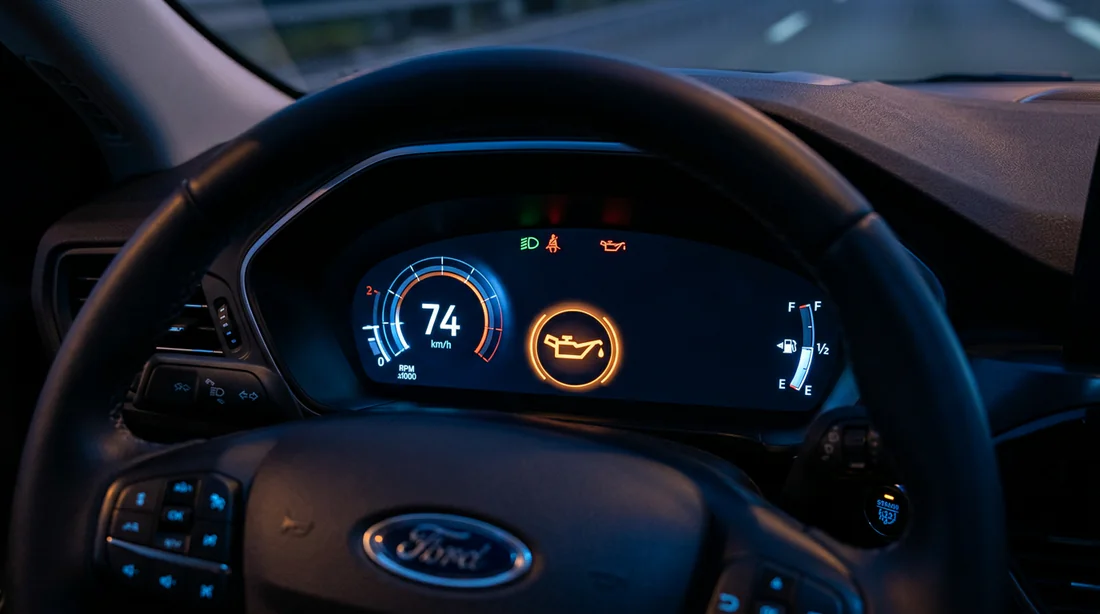 Voyant d'alerte de vidange d'huile allumé sur le compteur du Ford Kuga