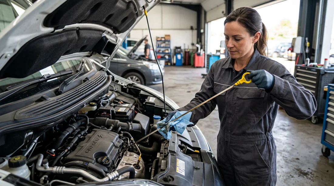 Vérification du niveau d'huile moteur sur Citroën Jumper 3 avec la jauge