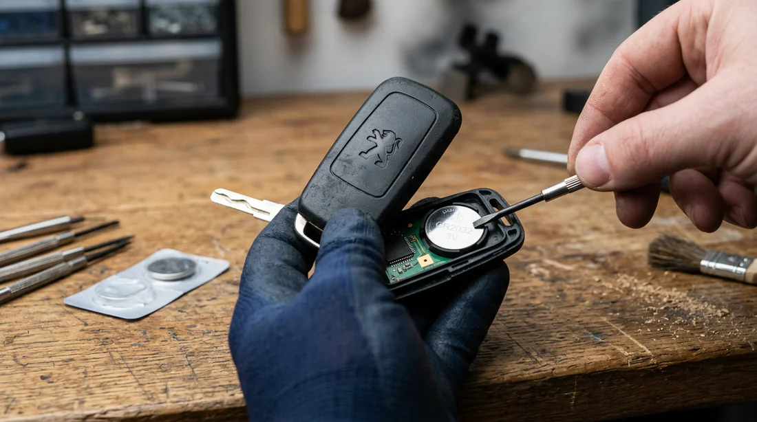 Changement de pile sur la télécommande de clé d'une Peugeot 207