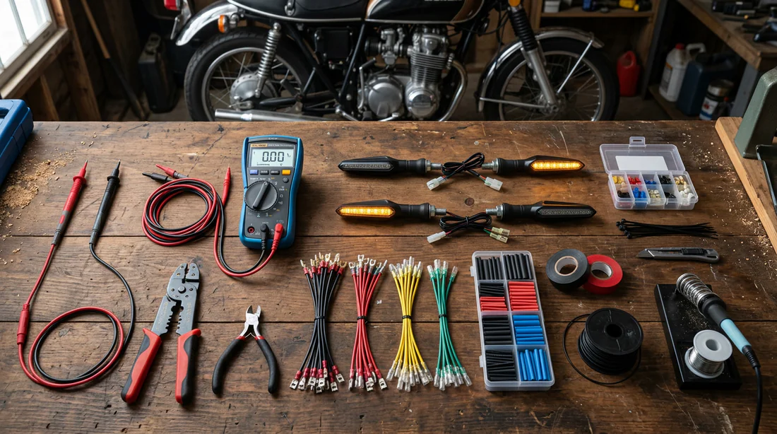 Outils et matériel nécessaires pour monter des clignotants LED sur une moto