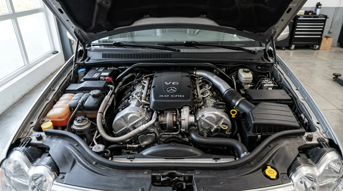 Vue du moteur V6 3.0 CRD sous le capot d un Jeep Grand Cherokee WH